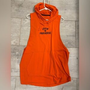 Under Armour Orange Sleeveless Hoodie Tank Top